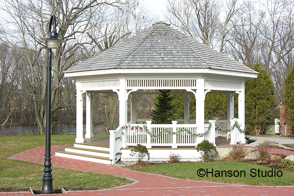 Contoocook, NH - Gazebo - Late Fall with Garland